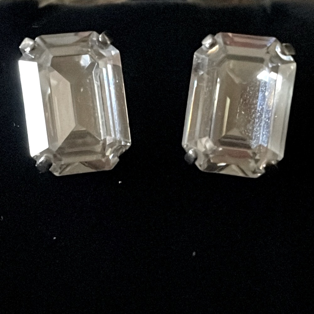 Vintage Sorrelli Emerald Cut Clear Stone Earrings